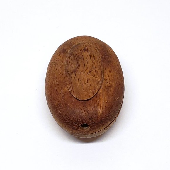 Vintage Oval Hinged Box Trinket Hard Wood Stash 2.5" - Picture 3 of 8